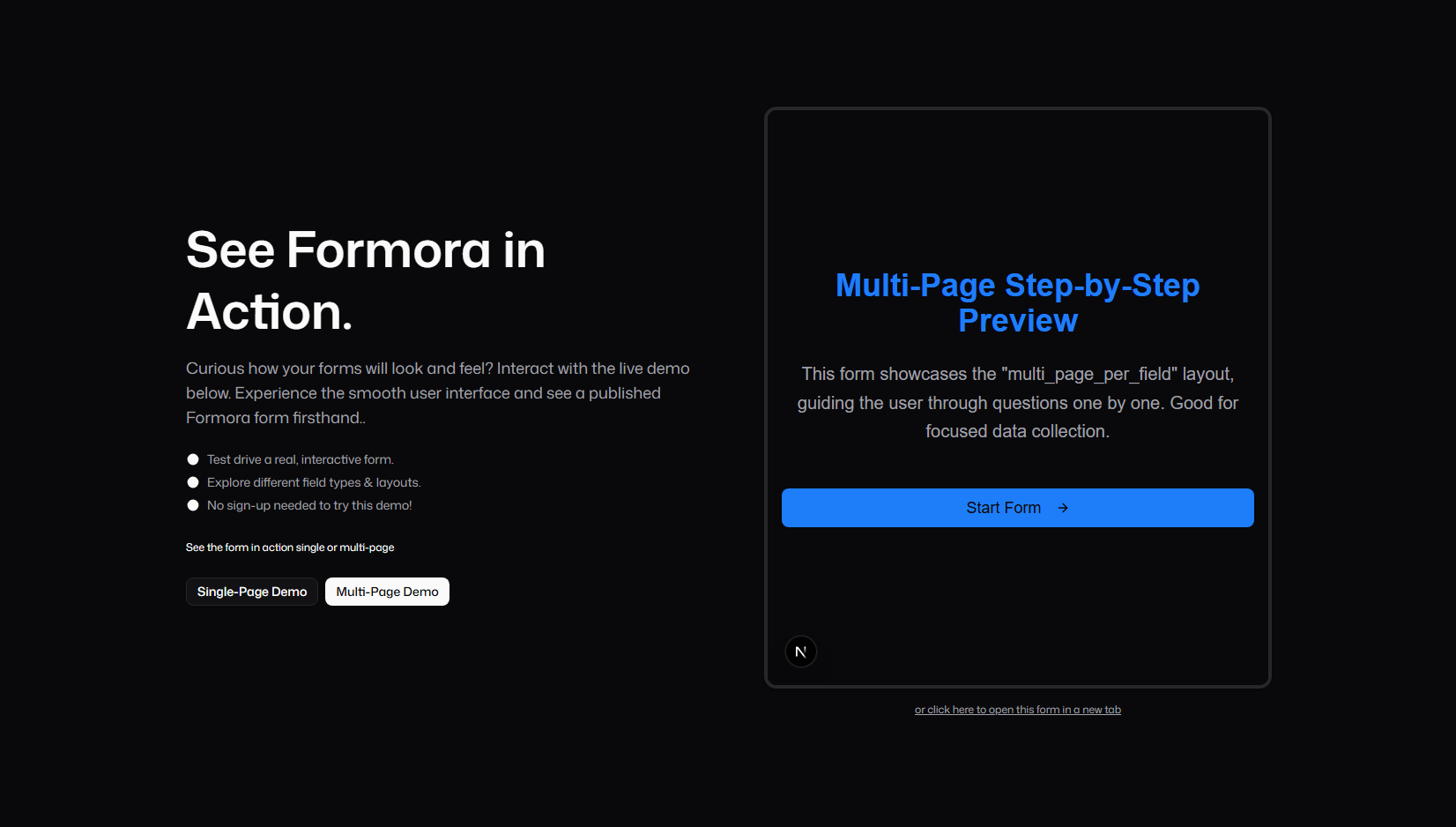 Formora Embedding Options